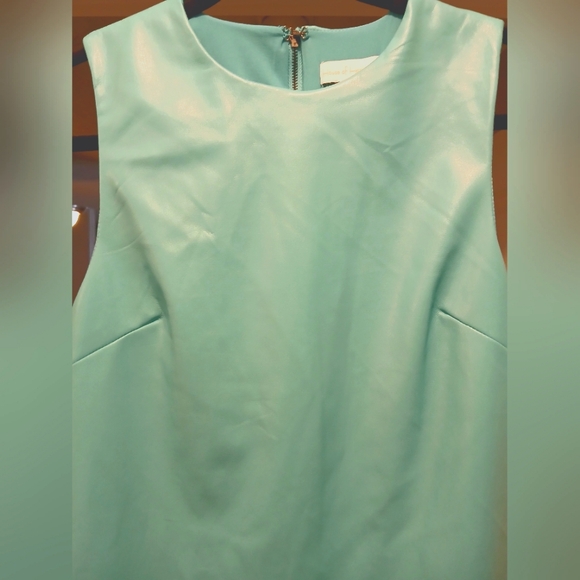 House Of Harlow 1960 Tiffany Blue Retro Mod Fall Leather Shift Dress-Small - Picture 6 of 12